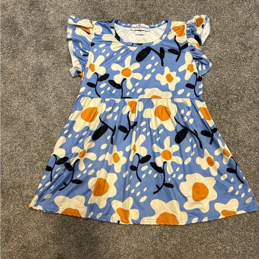 Floral Kids top in Blue and Orange